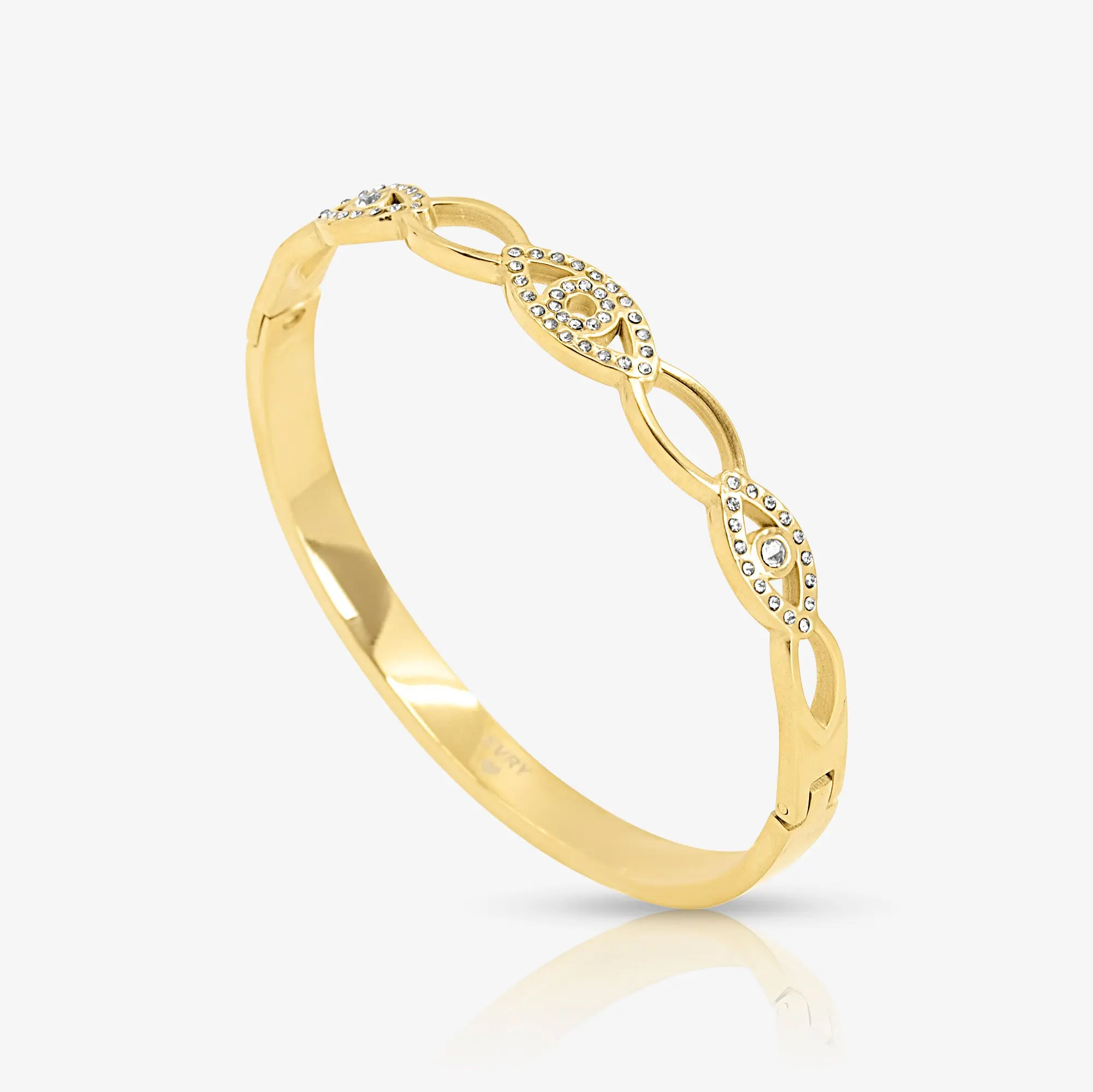 EVRY JEWELS Gold or Silver Plated Women's Golden Link Bangle Bracelet