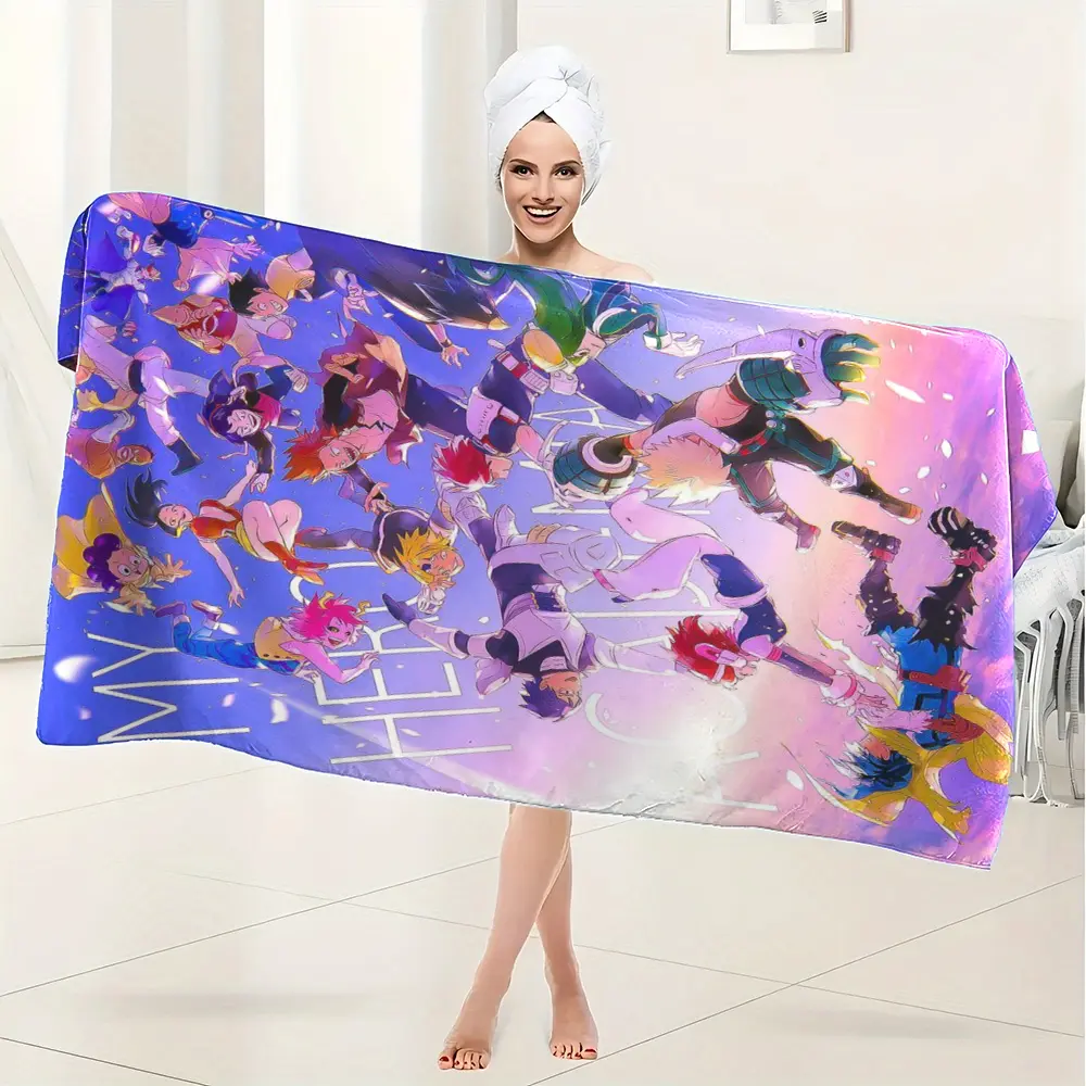 My Hero Academia Microfiber Bath Towel, Quick-Dry Lightweight Soft, Ideal for Bathroom, Swimming, Camping, Fitness, Travel, Yoga, Beach Towel