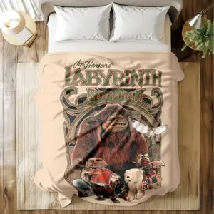 Jim Henson's Labyrinth Printed Blanket with Vintage - Style Character Art - Super Soft & Skin - friendly, Long - Lasting & Quick - Drying, Machine Washable, Multi - Size for Bed, Sofa, Travel, Camping & Office Naps, Ideal Gift for Movie Fans