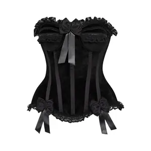 Top Drawer Black Velvet Steel Boned Burlesque Corset