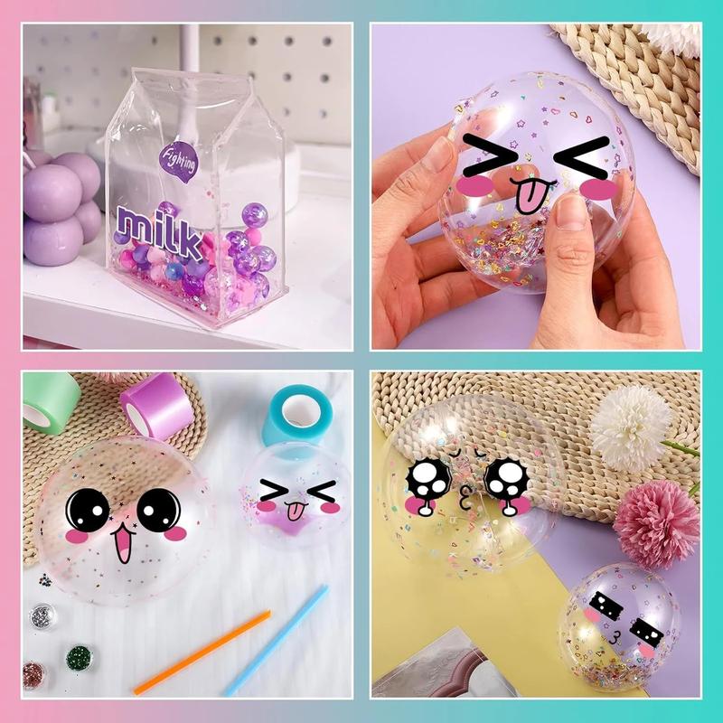 Nano Tape Bubble Kit, Nano Double Sided Adhesive Tape Bubbles, 5Pcs Nano Tape,1m/3.28 ft Each Roll Nano Tape Double Sided Tapes with Luxe Glitter, Clay, Beads, Cute Stickes for Party Favors