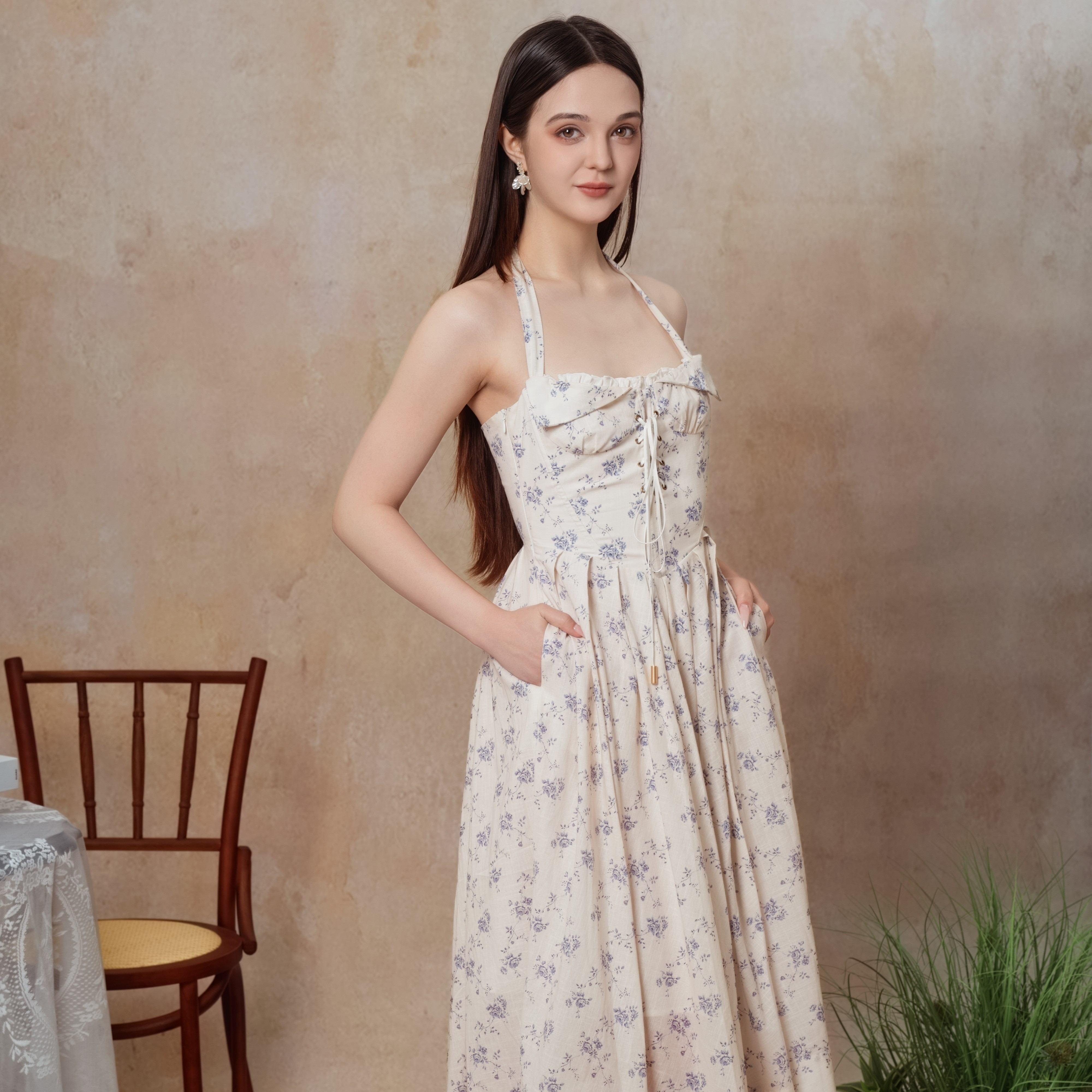 The Cobalt Dream Corset Dress-LuminaVenus  Elegant Dresses Women Beach Outfits Outfit Classy  Slim Fit Women Rehearsal Dinner Dress Bohemian White Lace Vestidos Para Fiesta  Formal Piece birthday outfit Pleated Skirt