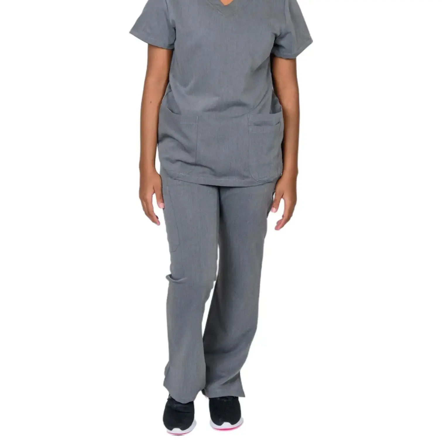 Cali's Scrub Classic Three Pockets Scrub Pants Boot Cut Solid Gray Color Scrub Uniform Nurses Doctors Cotton Polyester