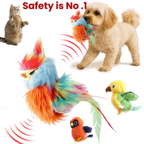 Vagascape Ugly Finch Owl Interactive Pet Toy - Vibrant Thanksgiving Scratch-Tough Plush, Soft Fleece Cat-Dog Toy with Motion Sensor, Bird Chirping, Flapping, Rechargeable, Lanyard Design, Wand-Ready Lanyard, Sleep Mode, Anti-Depression Gift