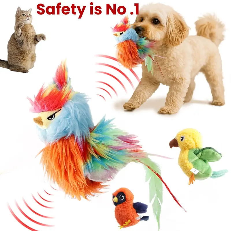 Vagascape Ugly Finch Owl Interactive Pet Toy - Vibrant Thanksgiving Scratch-Tough Plush, Soft Fleece Cat-Dog Toy with Motion Sensor, Bird Chirping, Flapping, Rechargeable, Lanyard Design, Wand-Ready Lanyard, Sleep Mode, Anti-Depression Gift