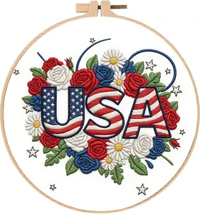 Embroidery Kit for Beginners & Adults Starter Kit, Cross Stitch Kits,DIY Hand Embroidery Needlepoint Set with Hoop, Pre-Printed Fabric, Threads and Instructions (USA)