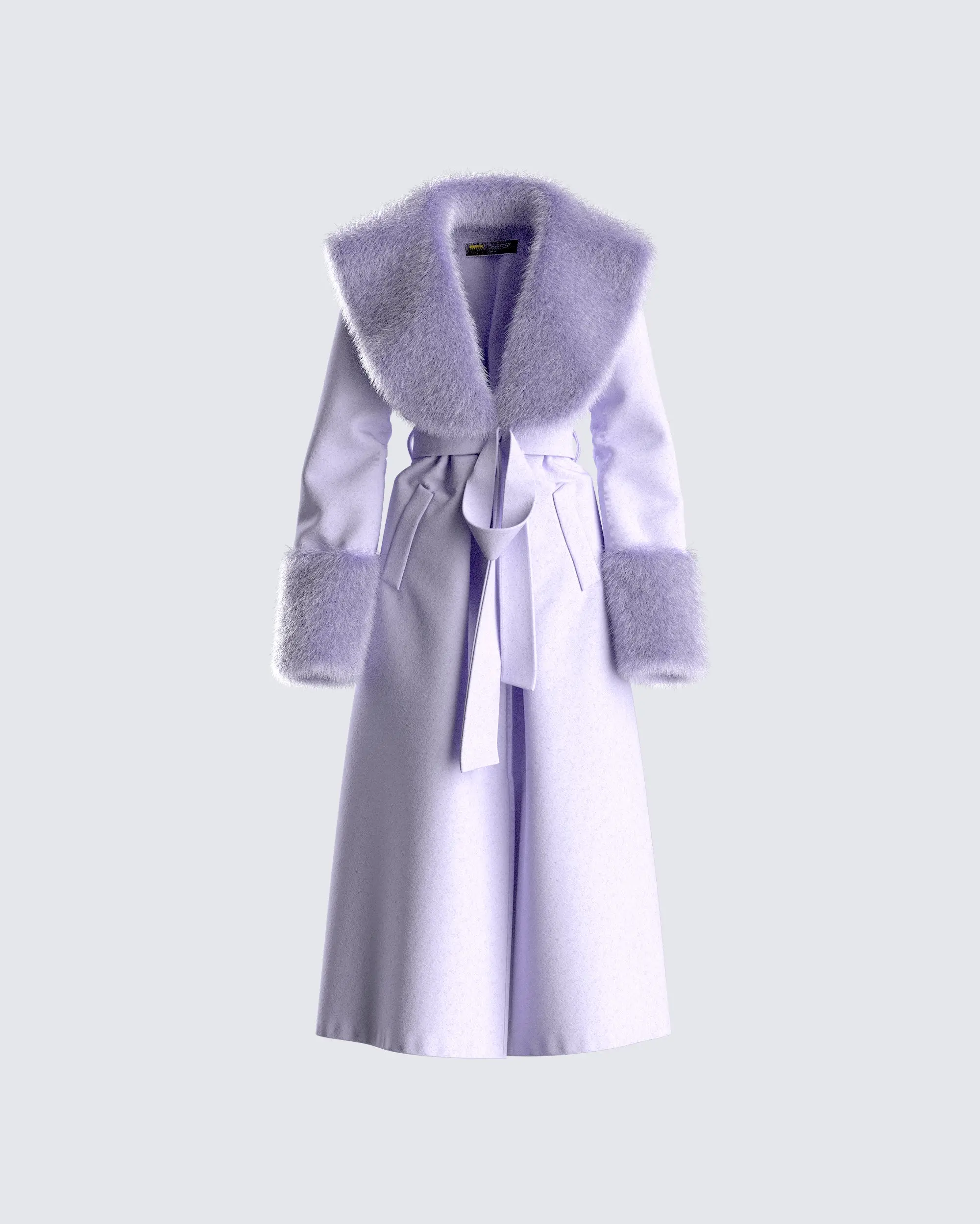 Anika Lavender Vegan Fur Trim Coat