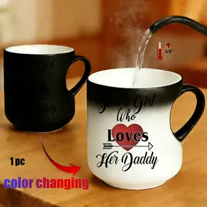Magic Color - Changing mug Heart - Handle Mug, Girl loves daddy. Disegn Thermosensitive Ceramic Mug, 11 oz/330 ml, Mother's Day gift for mama, friends, lovers and father