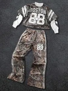 Two-Piece Set Men's Camo Print Sweatshirt & Pants, Regular Fit Casual Fashion Long Sleeve Pullover & Trousers for Daily Wear, Men's Two-piece for All Seasons, Fall outfit Clothes