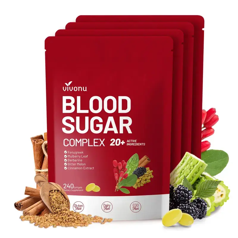 【FINAL DEAL】VIVONU BLOOD SUGAR COMPLEX –Blood Sugar Balance | Antioxidant Support | Metabolic Support | Enhanced Absorption | Bitter Melon + Turmeric + Cinnamon + Mulberry Leaf + Berberine + Fenugreek | 240 Capsules per Bag