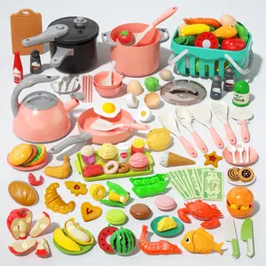 Kitchen Play Set For Kids 48/150PCS Pretend Cooking Utensils Play Food Toys For Girls Boys Halloween Gifts Running Water Toy Preschool Activity Safe Sturdy Material Realistic Cooking Experience