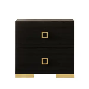 ChaletPosh "Aurielle" 2-Piece Modern Nightstand Set with Gold Accents