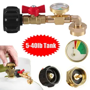 Dazone Propane Refill Adapter with Valve & Gauge, Fill 1 lb Bottles from 5~40 LB Propane Tank, Fits QCC1