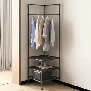 Corner Coat Rack Multi-layer Stainless Steel Assembly Hanging Bedroom Modern Simplicity 10 Hooks Free