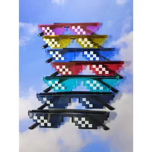 Set Of 7 Mosaic Rainbow Jelly Color Grid And Mosaic Patterned Concave Design Party Bar Glasses, Celebration, Holiday, Festival, Cosplay, Selfie, Social Media Shades Beach Accessories Halloween