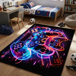 Game console controller pattern rug, Gaming rugs, 1 count living room rug, soft and comfortable non-slip decorative floor mat, suitable for living room, bedroom, gaming room, gift for boys