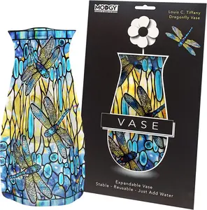 MODGY Expandable Plastic Flower Vase – Tiffany Dragonfly Design for Wedding, Table Centerpieces, Home, Office Decor