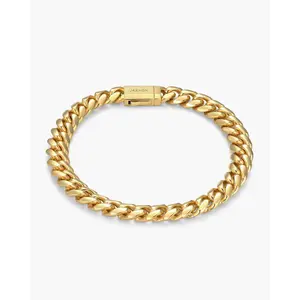 JAXXON Women's Cuban Link Bracelet - 8mm - Box Clasp - Gold