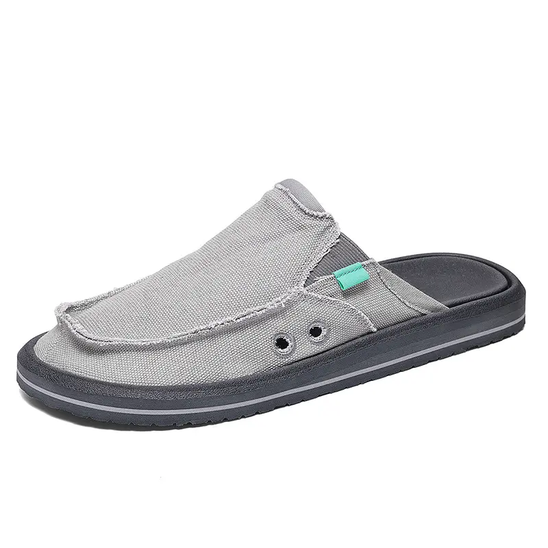 Men's Canvas Fisherman Mules - Plus Size, Casual, Breathable, Lightweight Cushioned Clogs, Slip-On, EVA, PU, Mesh Sleeve Shoe Cover Summer Footwear