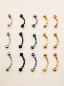 20 Pcs/Lot 16G Stainless Steel Eyebrow Rings Bar Balls Curved Barbell for Woman Man Unisex Body Piercing Jewelry Wholesale
