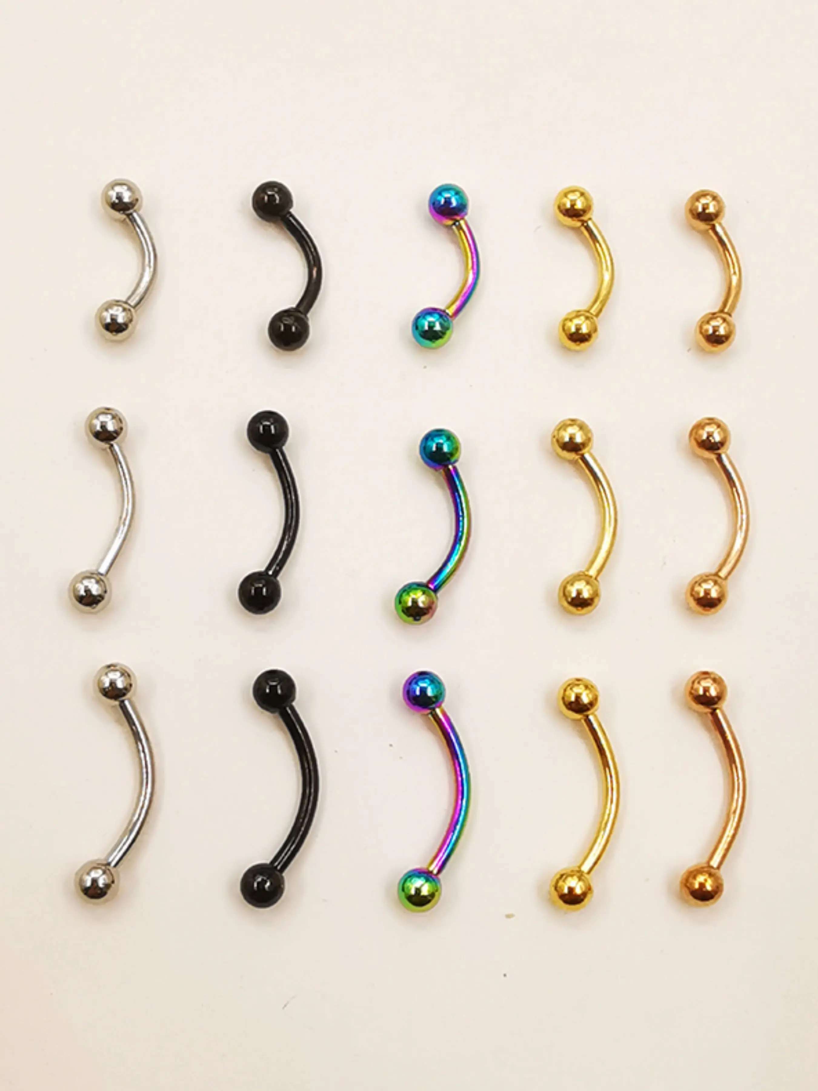 20 Pcs/Lot 16G Stainless Steel Eyebrow Rings Pierced Bar Balls Curved Barbell for Woman Man Unisex Body Piercing Jewelry Wholesale