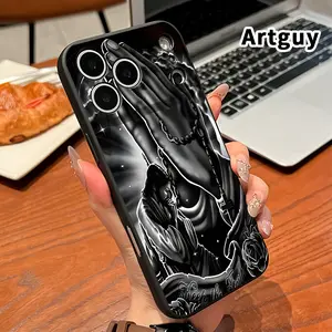 Straight Edge Phone Case for iPhone 17 15 Plus 16 Pro Max 14 13 12 11 Air XS XR Prayer Light Pattern Pocket-Friendly Shockproof Silicone Protective SoftCase