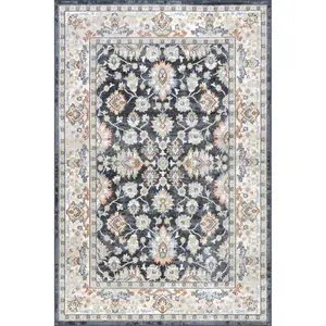 Breigh Medallion Bordered Machine Washable Area Rug