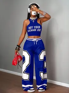 Women's Summer Casual Sporty Two-Piece Set, Printed Short Sleeve T-Shirt & Shorts, Simple Style, New Arrival