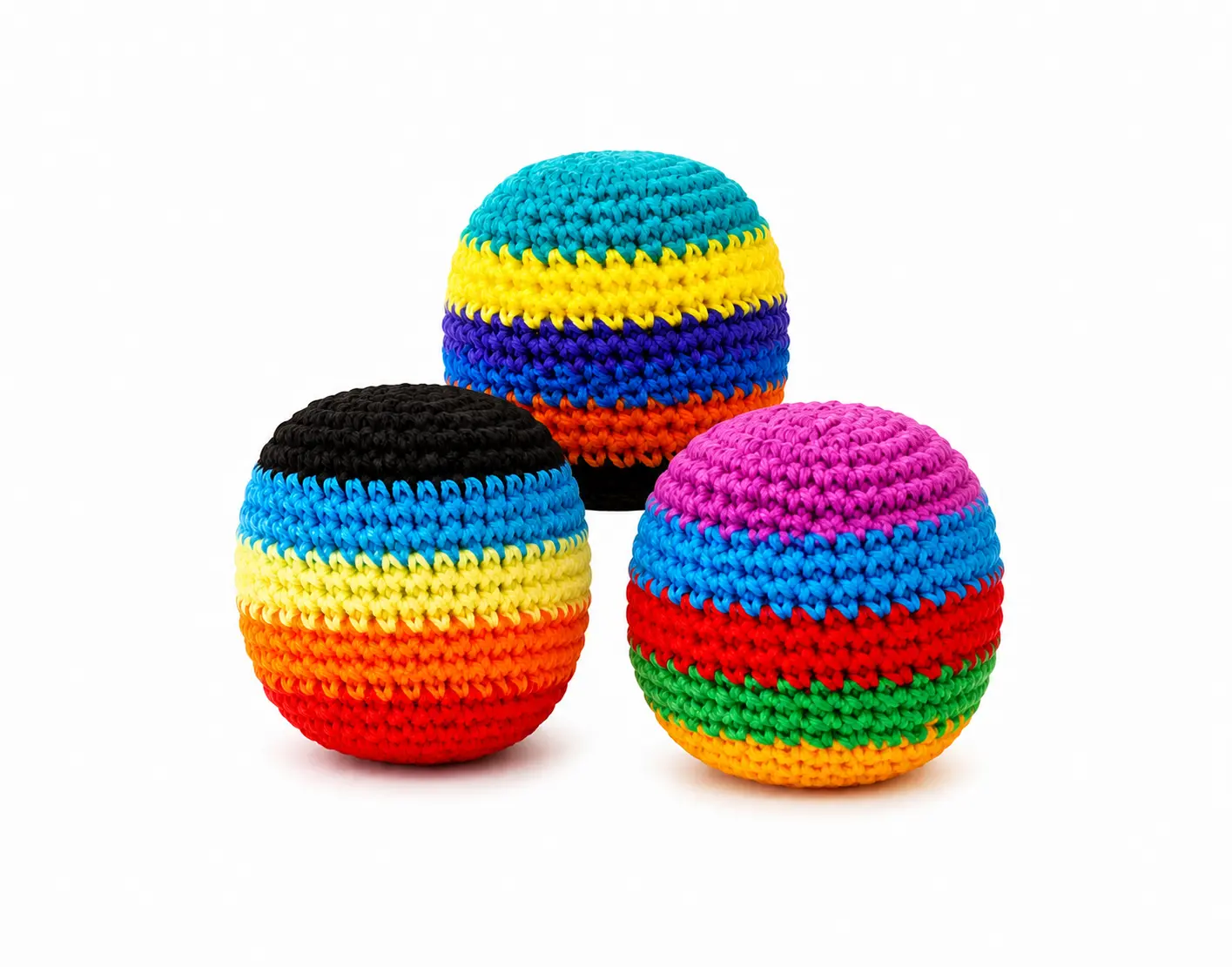 3PCS Footbag Set Hacky Handmade Crochet Sack Footbags for Kids & Adults, Soft Kick Balls for Juggling, Tossing & Outdoor Play