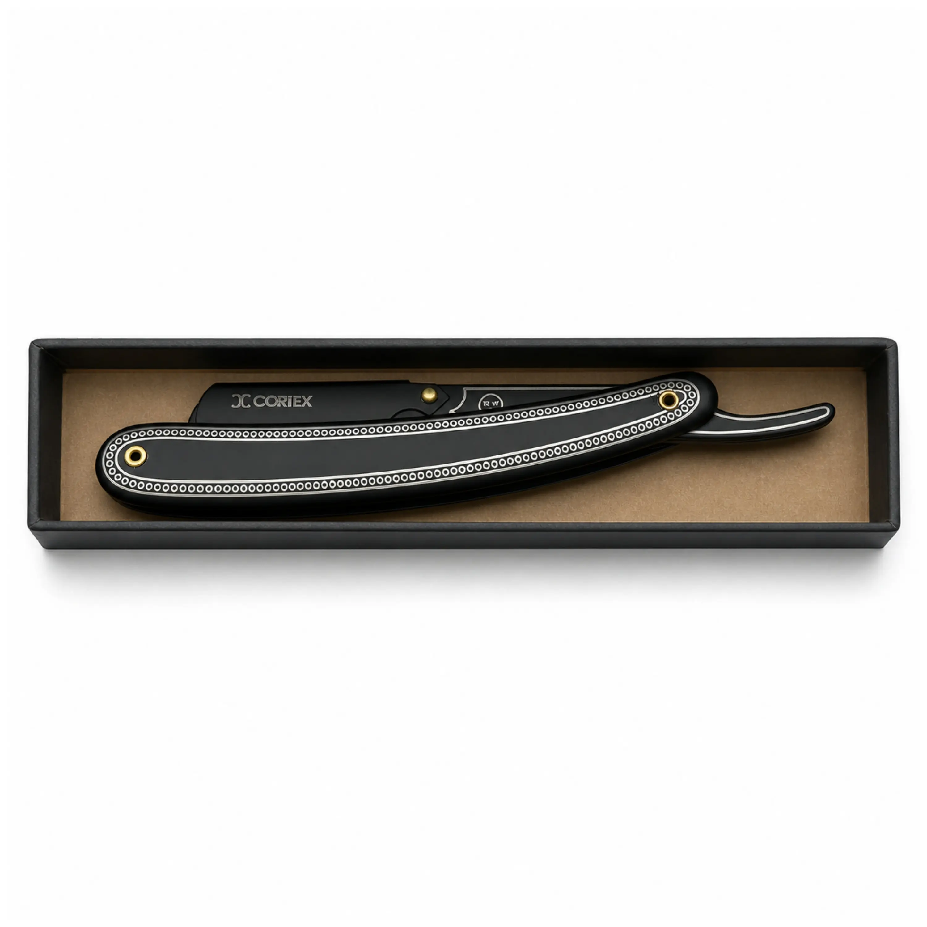 Traditional CORTEX Black Folding Shavette Barber Razor for Men's Grooming, with Storage Box