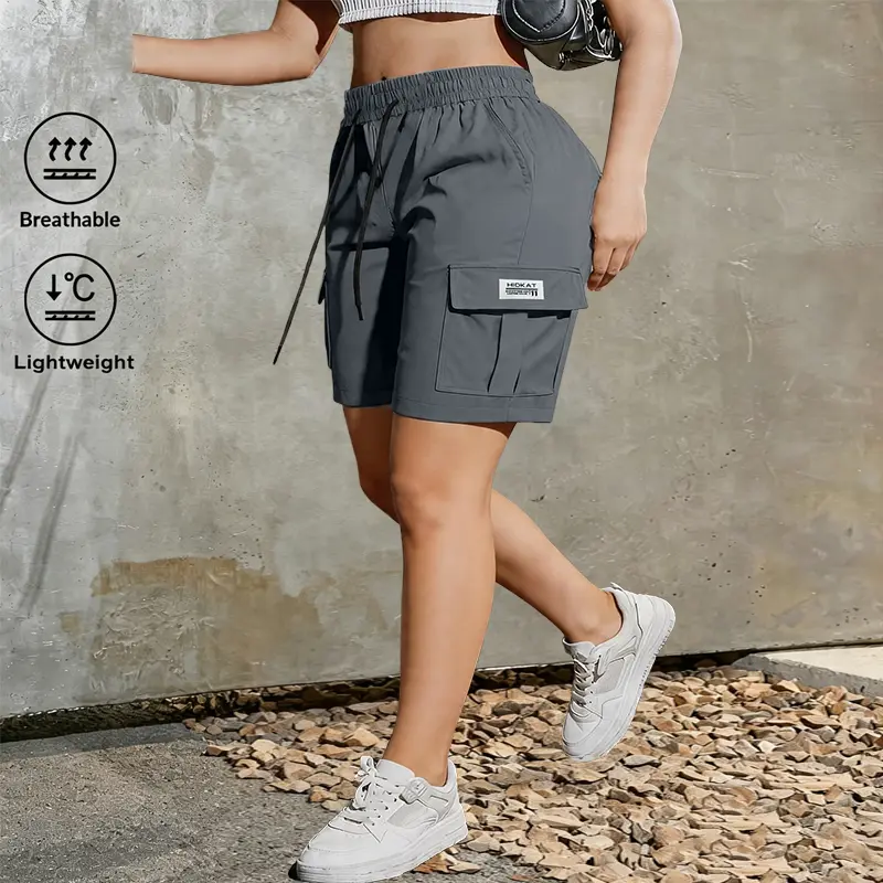 2-pack women’s summer fashion casual solid-color cargo shorts with drawstring waist and pockets, minimalist large patch pocket design; suitable for outdoor leisure, sports, and everyday stylish outfits—an ideal gift for a girlfriend Summervibes 2-pack women’s summer fashion casual solid-color cargo shorts with drawstring waist and pockets, minimalist large patch pocket design; suitable for outdoor leisure, sports, and everyday stylish outfits—an ideal gift for a girlfriend Summervibes