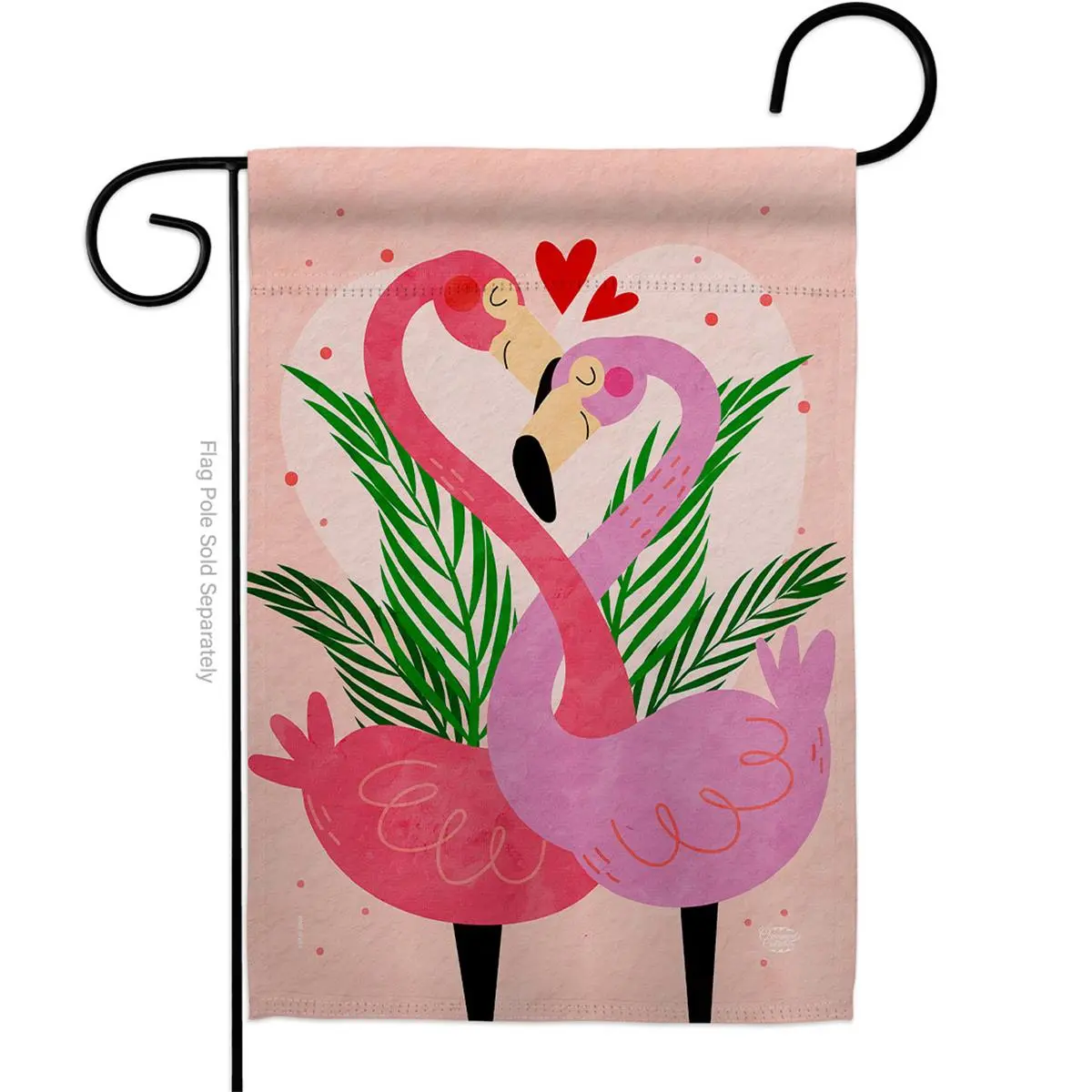 Ornament Collection G192540-BO Flamingo Love Springtime Valentine Double-Sided Decorative Garden Flag, Multi Color