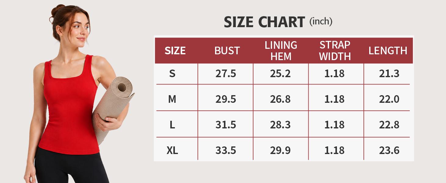 ATTRACO  Ribflex Tank Tops With Built-in Removable Bra Square Neck Female Yoga Athlete  SlimFit Seamless Built-in Bra Workout Tank Top