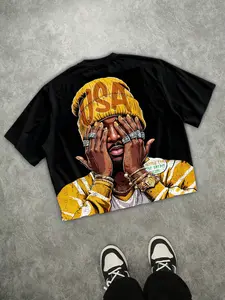 USA portrait graffiti printed short sleeved T-shirt Unisex, geometric printed shirt men's Graphic T-shirt European and American street fashion brand casual fashion shirt short sleeved Y2K Streetwear