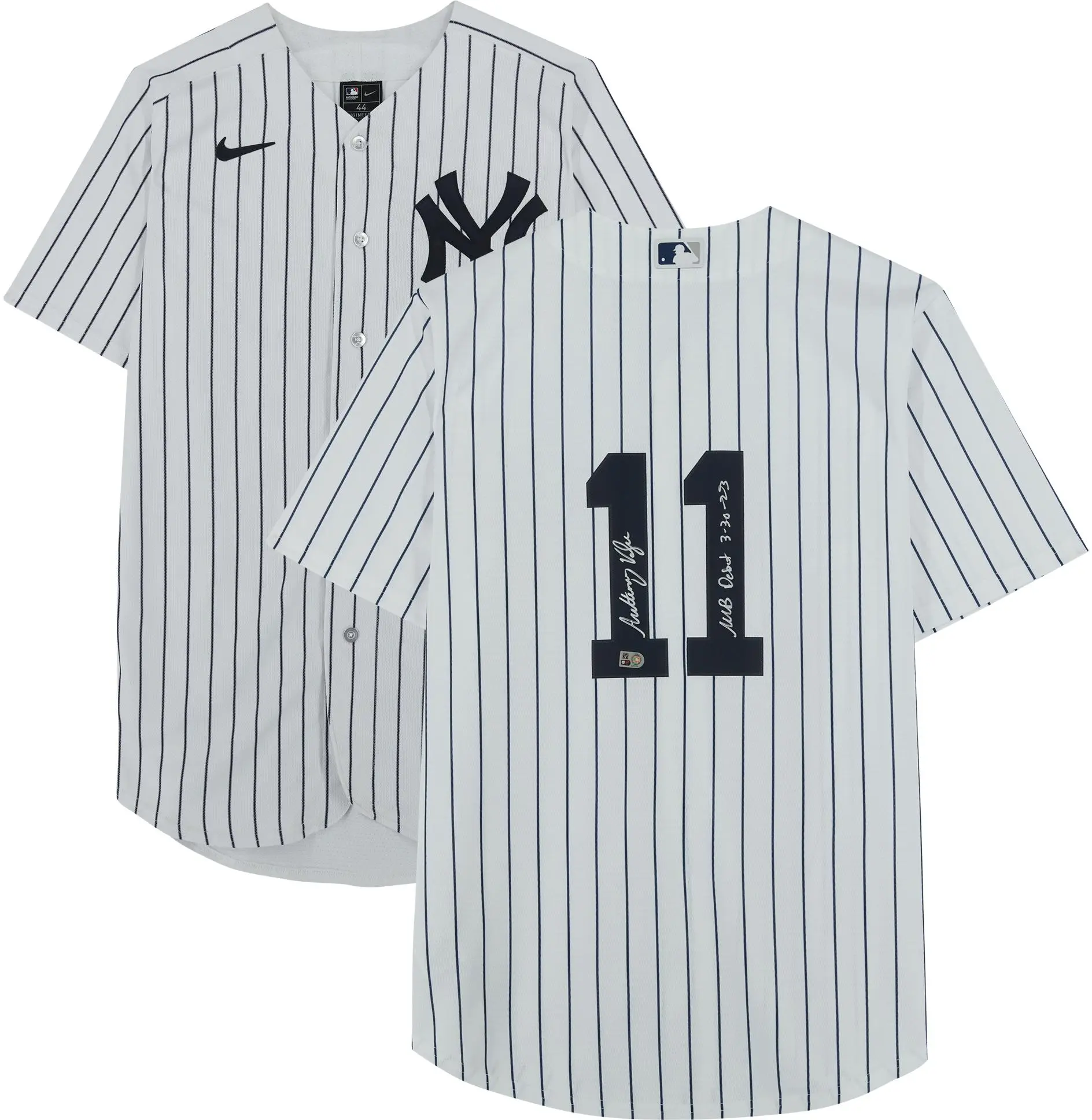 Anthony Volpe New York Yankees Autographed White Nike Replica Jersey with "MLB Debut 3-30-23" Inscription - Fanatics Authentic Certified