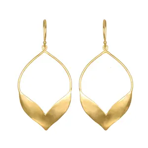 Satya Jewelry Fluttering Lotus Petals Gold Earrings- 18KT Gold Plate over Brass- One Year Warranty