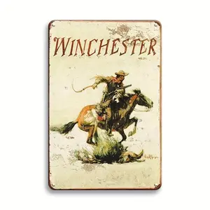 Winchester Cowboy Logo Vintage Metal Sign, Vintage Metal Wall Plaque vintage humor metal sign Sarcastic Board