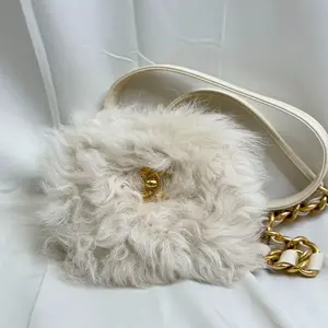 Pre-owned CHANEL fur Crossbody Bags White Flap Crossbody Bag