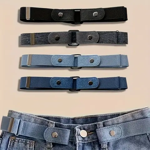 Women's Invisible Elastic Waist Belts, Elastic Stretch Belts, Stretchy Belts, Stylish Belts, Matching Belt, Polyester & Spandex Blend, Business Style Fashion Accessory, Pack of 4, Comfortable Fit