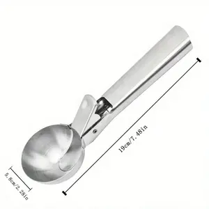 Stainless steel ice cream scoop with trigger and ergonomic handle - suitable for scooping ice cream and fruits. Designed to be safe and durable, it is a Kitchenware tool for making ice cream, Utensils