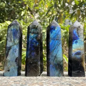 Natural Labradorite Stone Tower Point Obelisk Ornament Labradorite Gemstone Tower Point Throat Chakra Healing Stone Gift For Home Decor