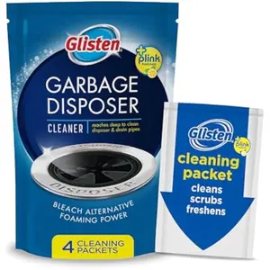 Glisten Garbage Disposer Cleaner and Freshener, Sink Disposal Odor Eliminator with Foaming Action, Lemon Scent, 4 Packets