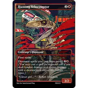 Hunting Velociraptor Creature Dinosaur MTG PROXY Jurassic Park Custom Art Card 2.5" x 3.5" Whitecore 270 gsm GhostDogProxies Backings