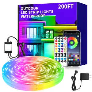 Outdoor LED Strip Lights Waterproof,IP68 Waterproof LED Light Strips with Remote,App Control Music Sync RGB Outdoor LED Rope Lights,LED Lights for Bedroom,Roof,Pool,Deck,Balcony