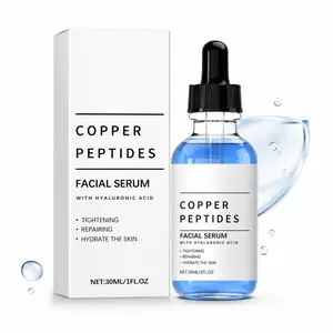 GHK-Cu Copper Peptide Facial Serum, Hydrating Essence with Hyaluronic Acid, Copper Tripeptide & Sodium Hyaluronate, Lightweight Moisturizing Skincare Serum for Smooth, Radiant-Looking Skin, 30ml