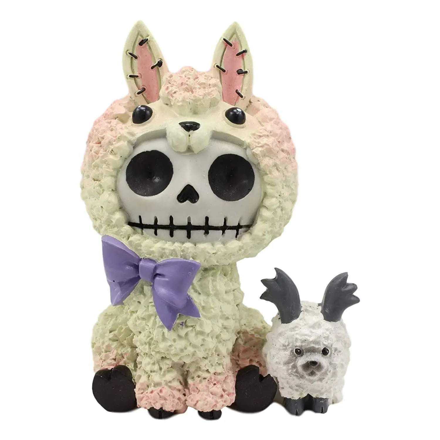 Ebros Gift 3.25" Tall Furrybones Paco The Fluffy Sheep Lamb with Purple Ribbon Collectible Figurine