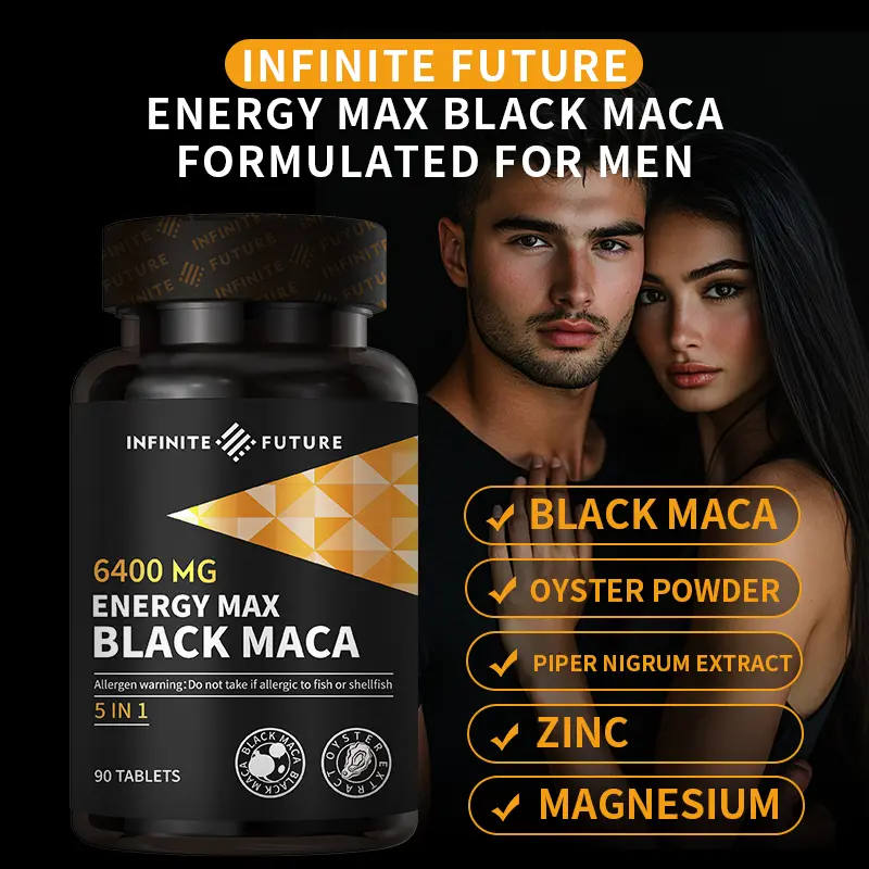 INFINITE FUTURE Men’s 5-IN-1 Black Maca Supplement | 6400mg with Oyster Powder & Zinc | 90 Tablets