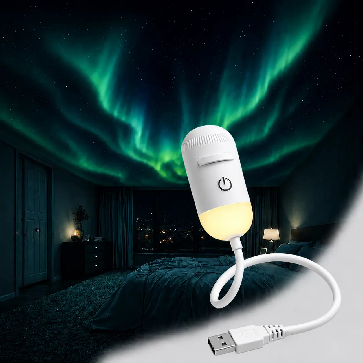 2-in-1 Galaxy Projector Night Light, USB Star Projector with Starry Sky Ceiling Projection, LED Ambient Lamp for Bedroom, Kids Room, Party and Home Decor