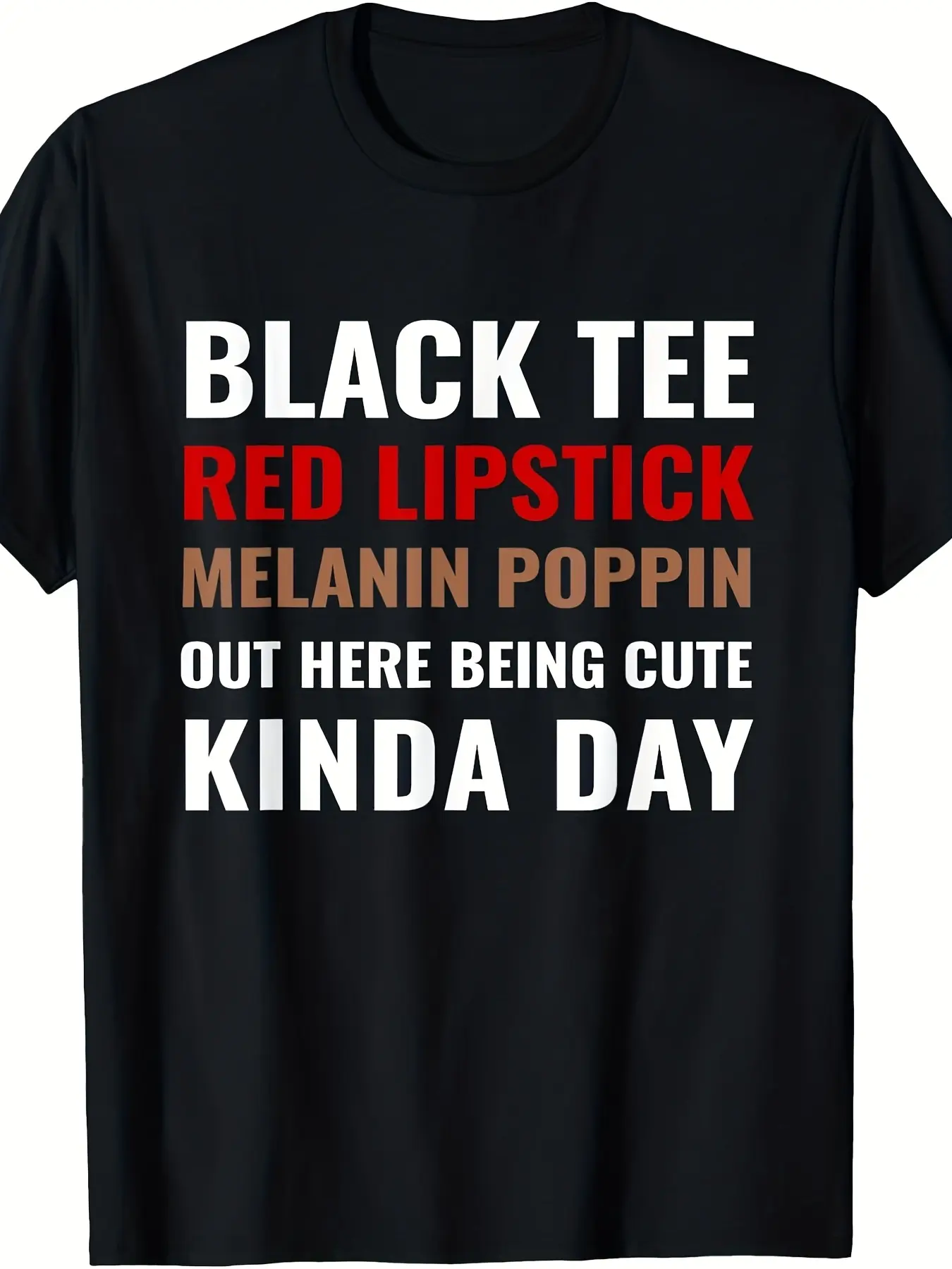 Black T-Shirt with Red Lipstick Design Celebrating unisex soft cotton short sleeve t shirt, vintage graphic casual tee for men women teens, perfect birthday holiday gift for camping travel gym daily street  wear