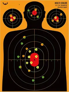 Silhouette Splatter Paper Targets - Splash Effect of Multiple Colors - 18x24 Inch